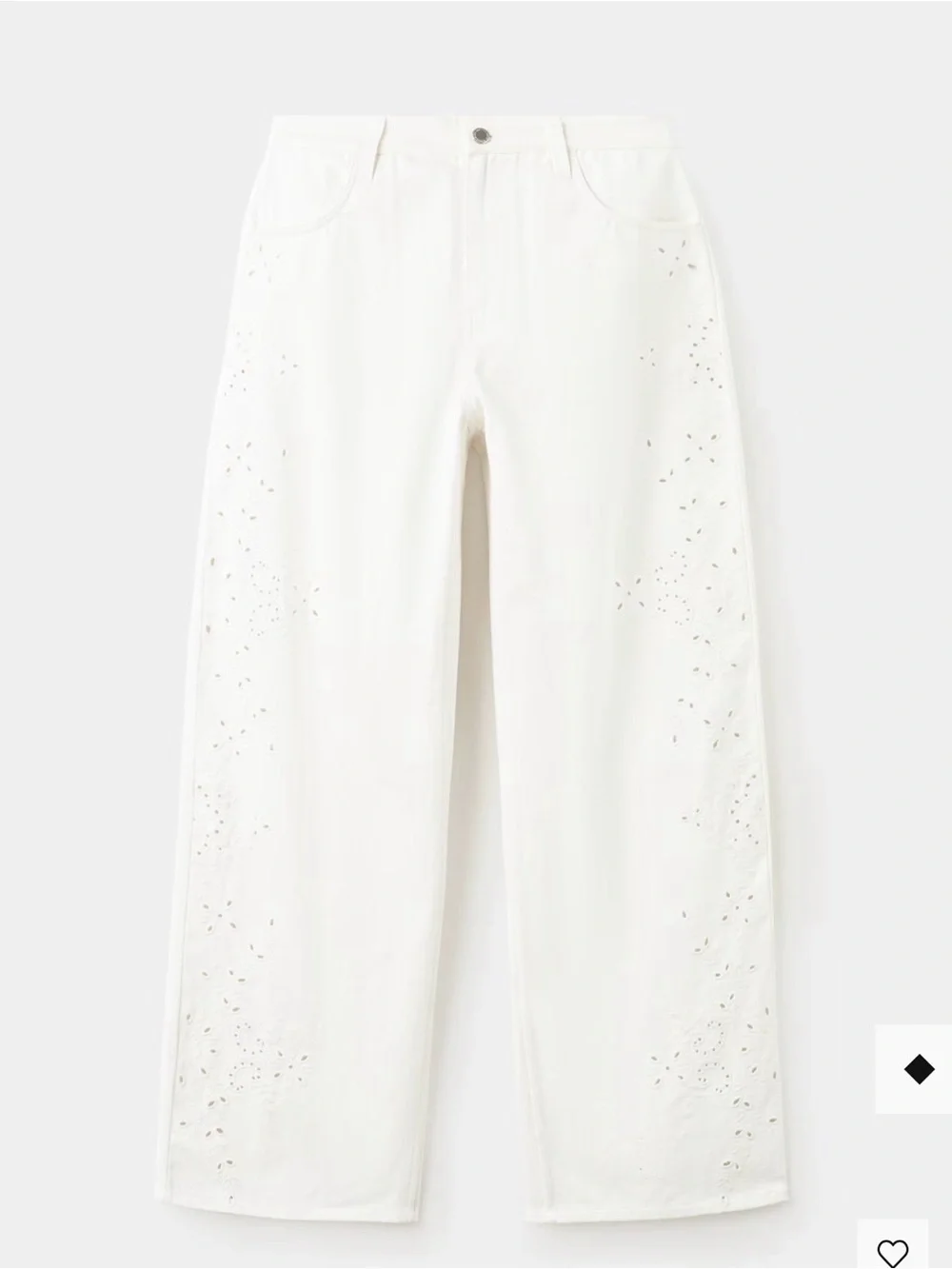 Balloon jeans with openwork embroidery